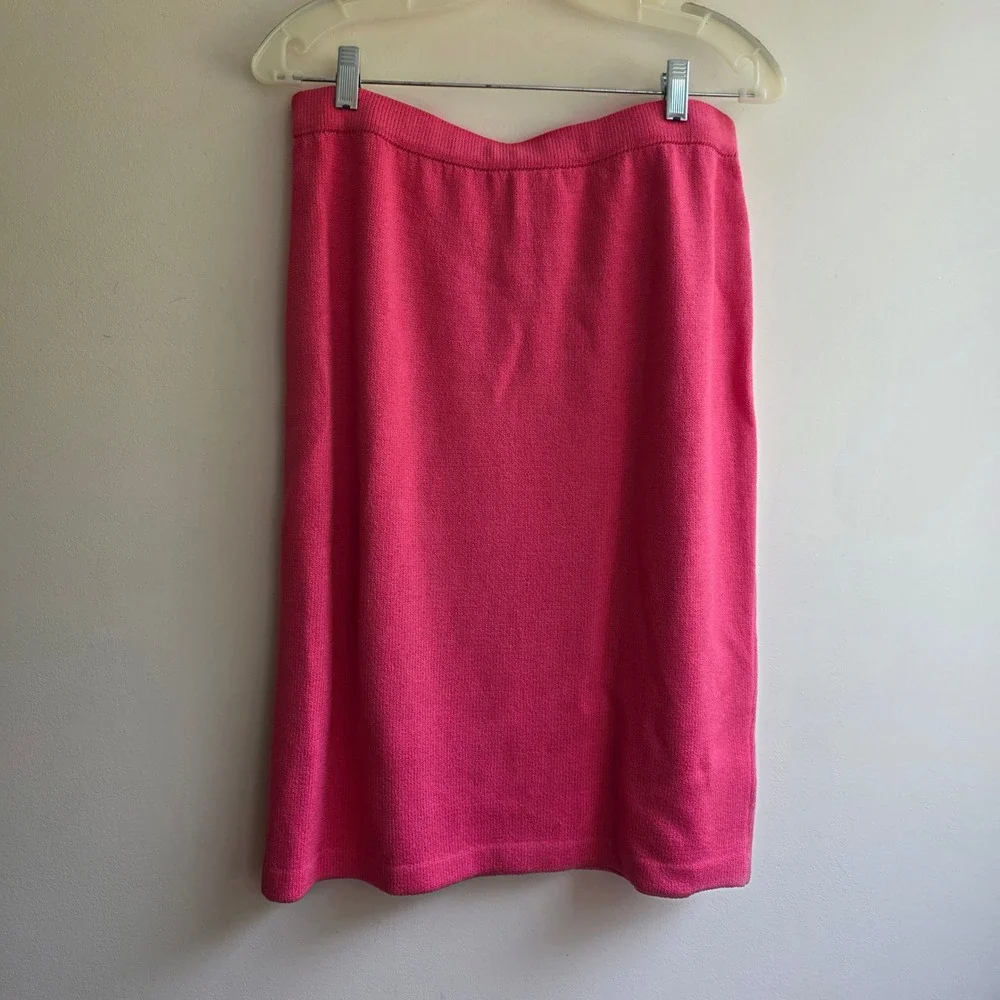 St John Evening Hot Pink Knit Skirt Set Tank Top S Skirt 10 Made in USA